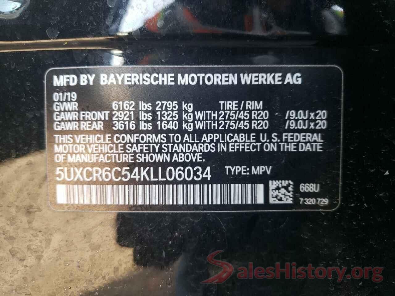 5UXCR6C54KLL06034 2019 BMW X5