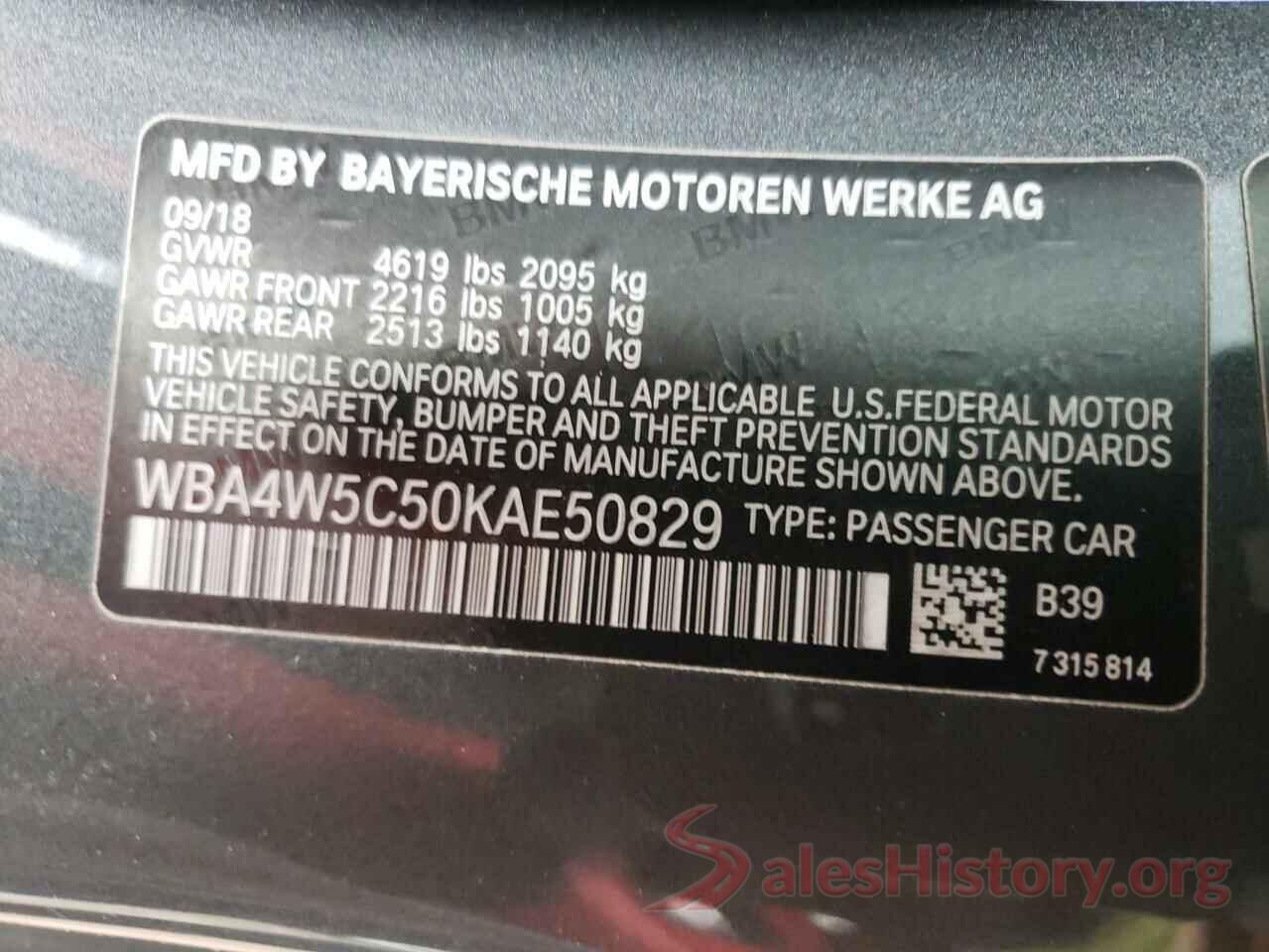 WBA4W5C50KAE50829 2019 BMW 4 SERIES