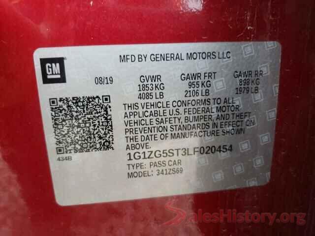 1G1ZG5ST3LF020454 2020 CHEVROLET MALIBU