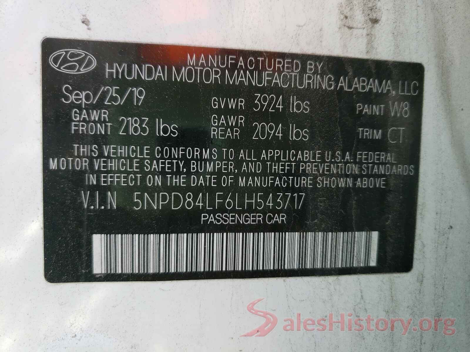 5NPD84LF6LH543717 2020 HYUNDAI ELANTRA