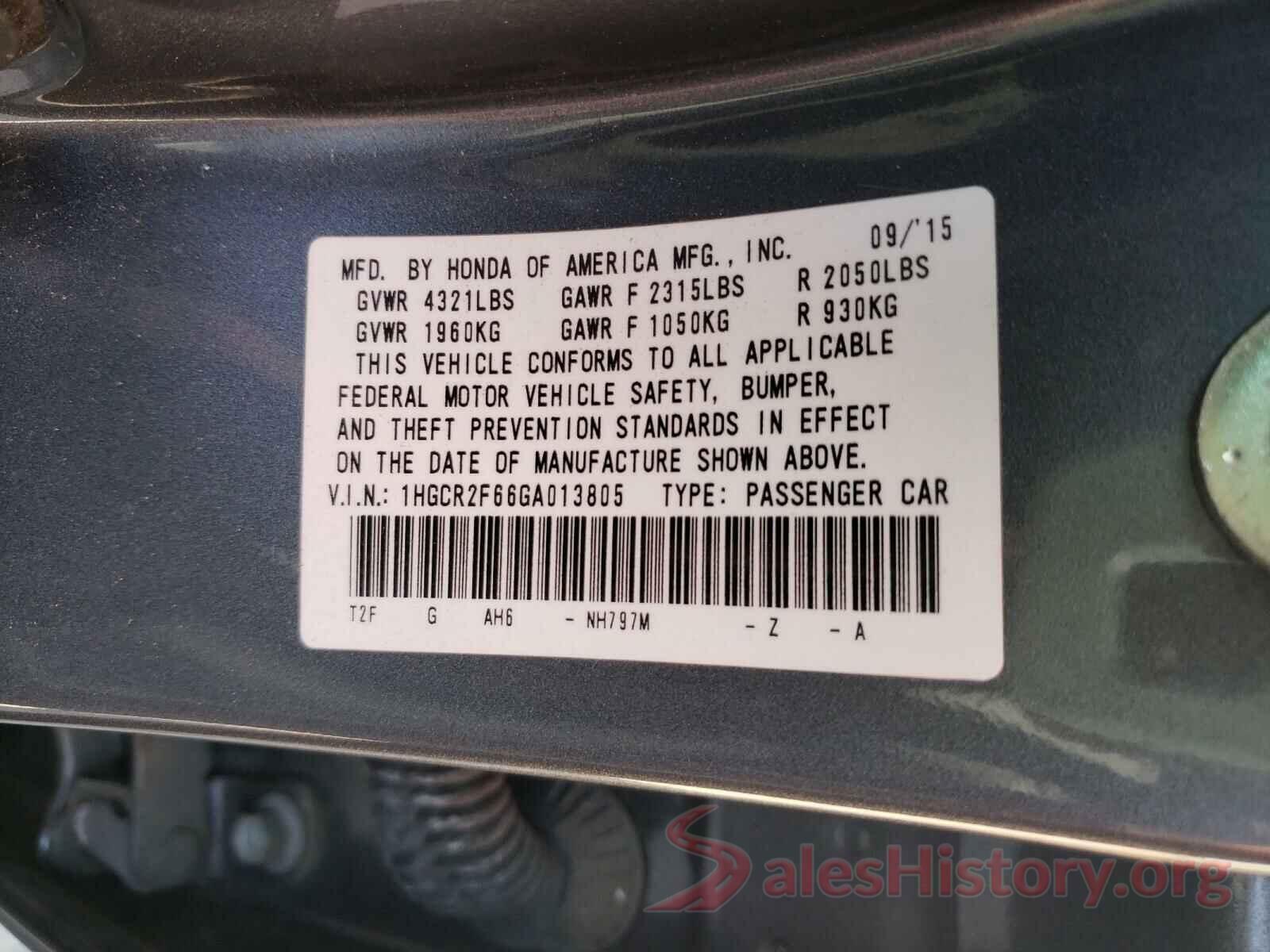 1HGCR2F66GA013805 2016 HONDA ACCORD