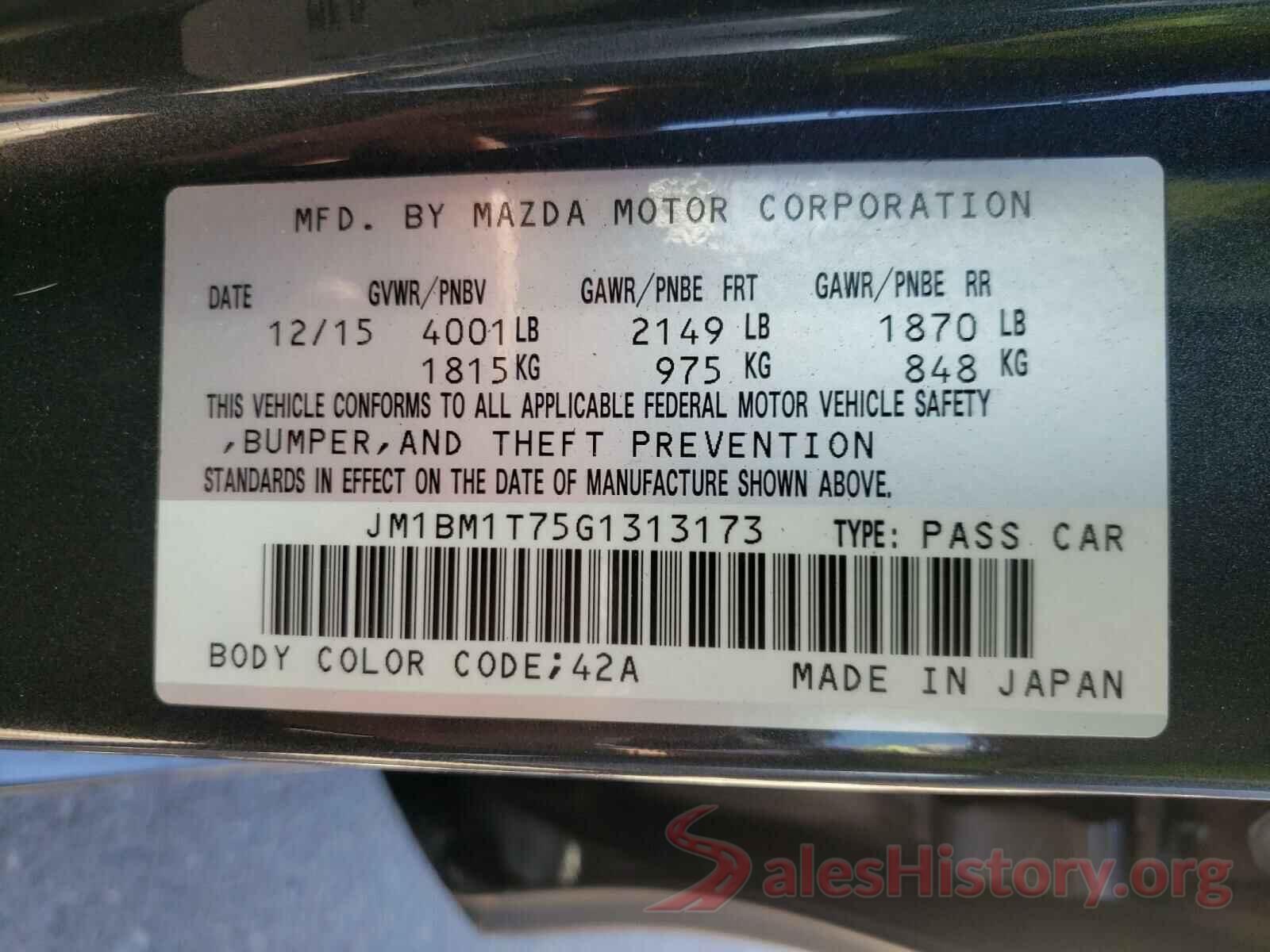 JM1BM1T75G1313173 2016 MAZDA 3