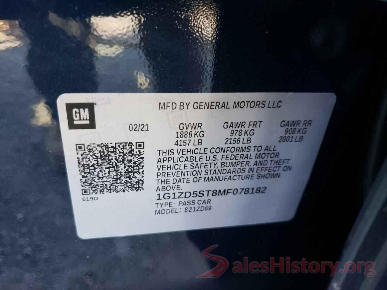 1G1ZD5ST8MF078182 2021 CHEVROLET MALIBU