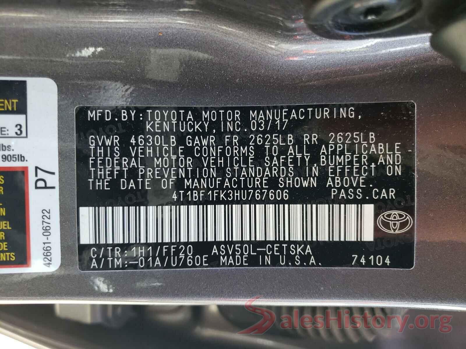 4T1BF1FK3HU767606 2017 TOYOTA CAMRY