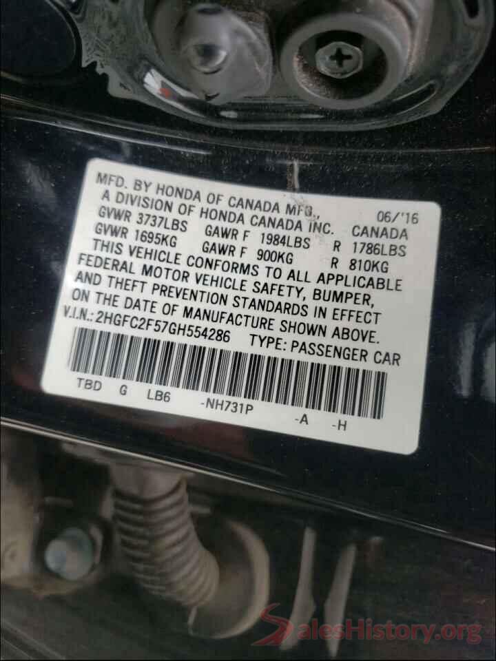 2HGFC2F57GH554286 2016 HONDA CIVIC