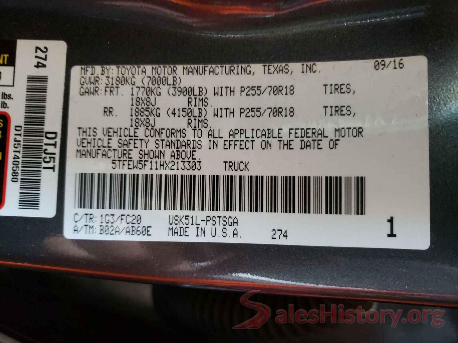 5TFEW5F11HX213303 2017 TOYOTA TUNDRA