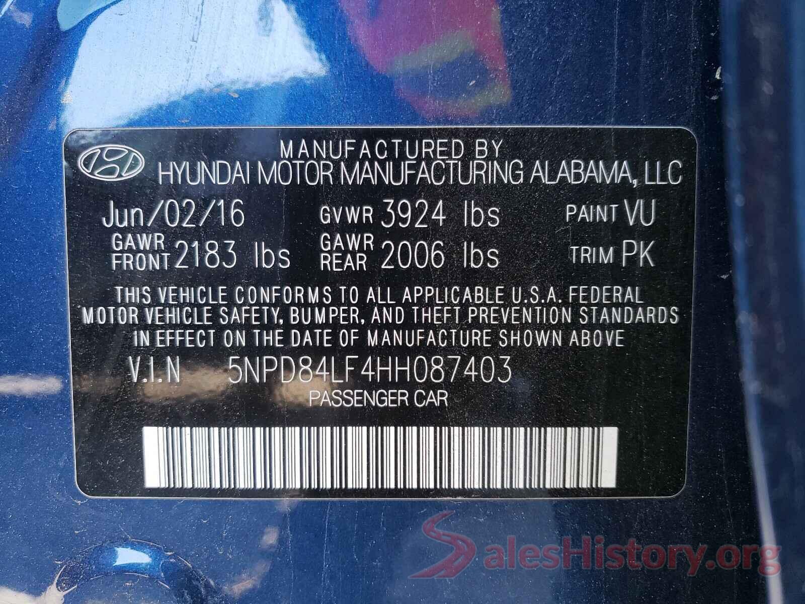 5NPD84LF4HH087403 2017 HYUNDAI ELANTRA