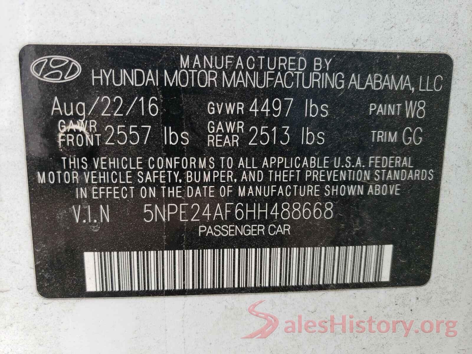 5NPE24AF6HH488668 2017 HYUNDAI SONATA