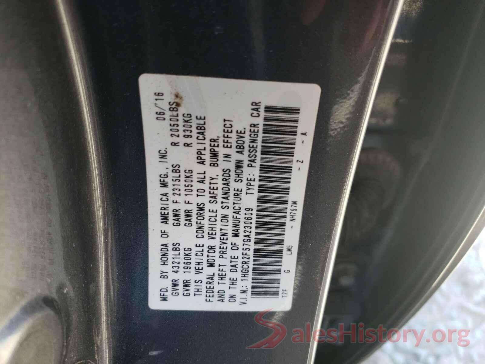 1HGCR2F57GA230609 2016 HONDA ACCORD