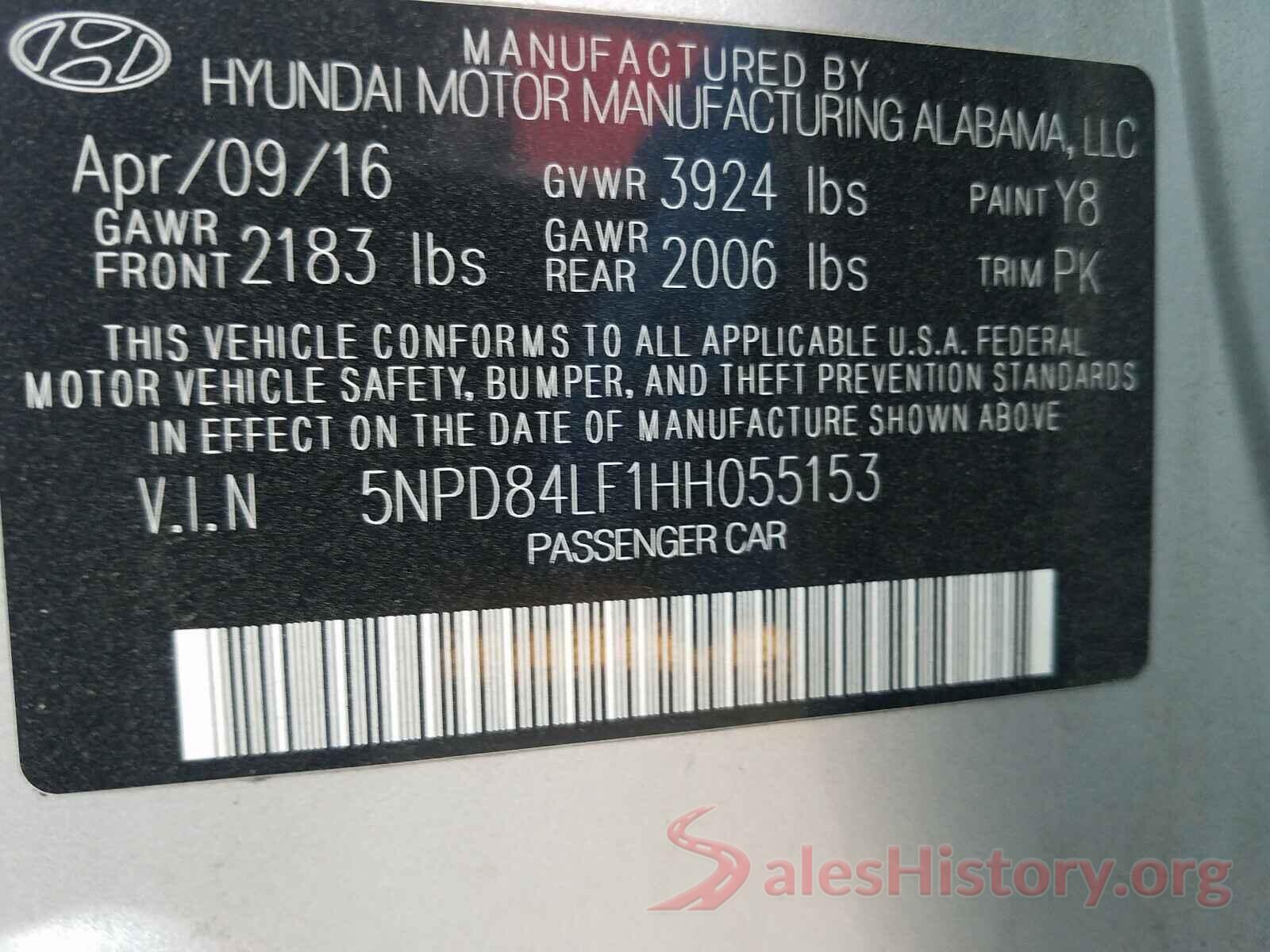 5NPD84LF1HH055153 2017 HYUNDAI ELANTRA