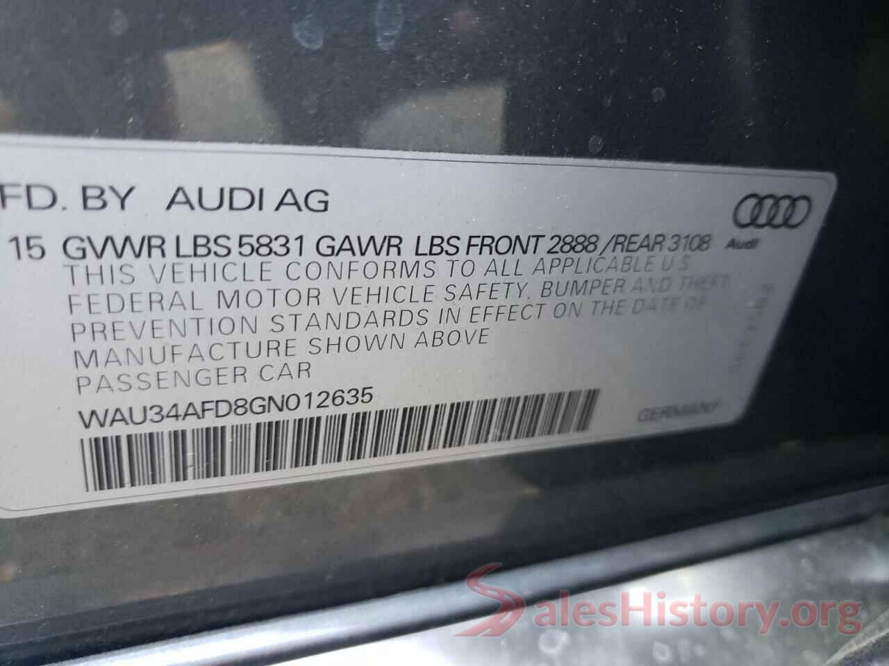 WAU34AFD8GN012635 2016 AUDI A8