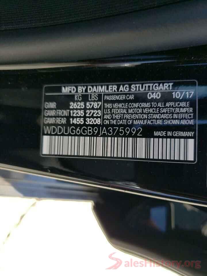 WDDUG6GB9JA375992 2018 MERCEDES-BENZ S-CLASS