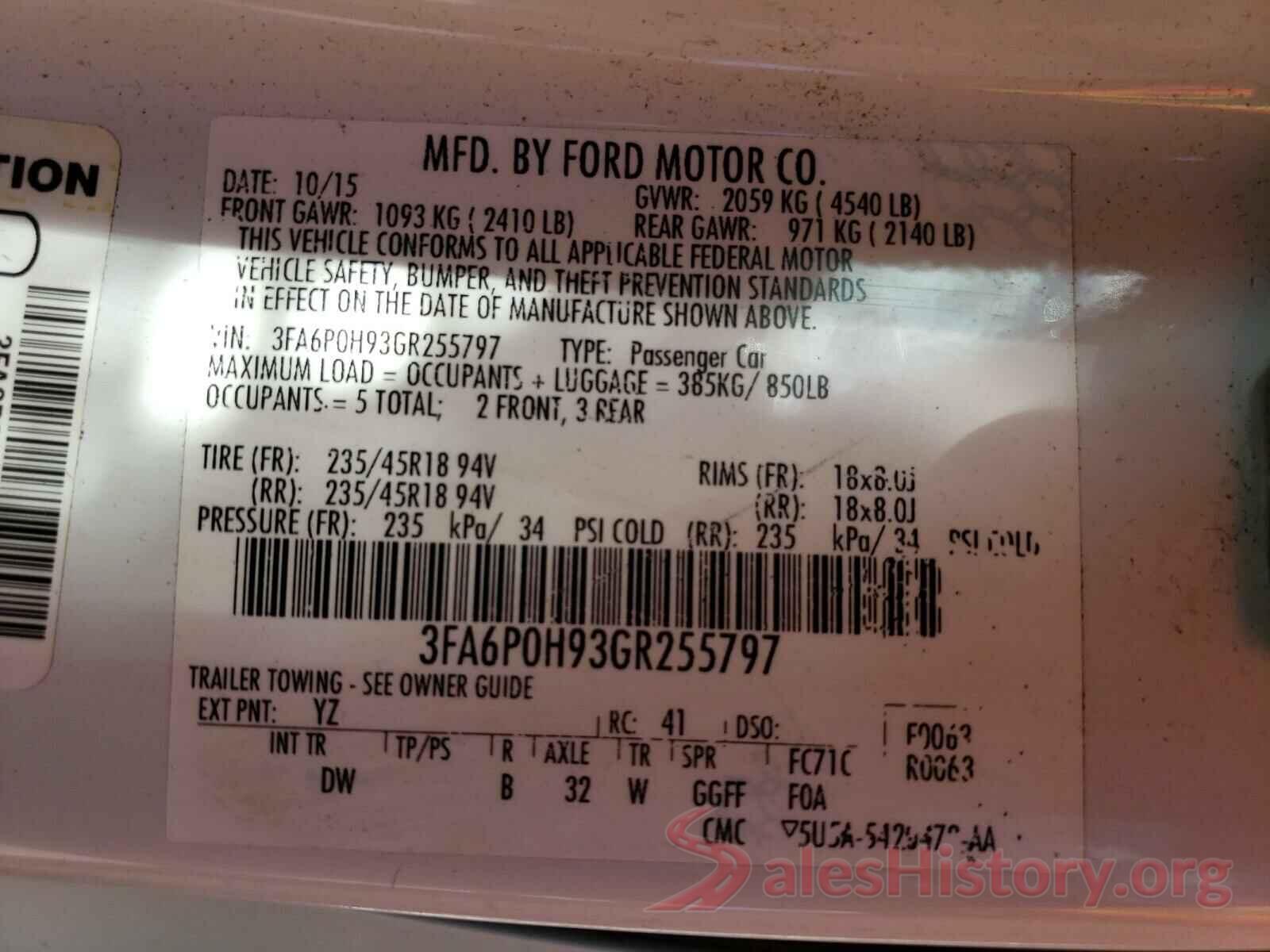 3FA6P0H93GR255797 2016 FORD FUSION