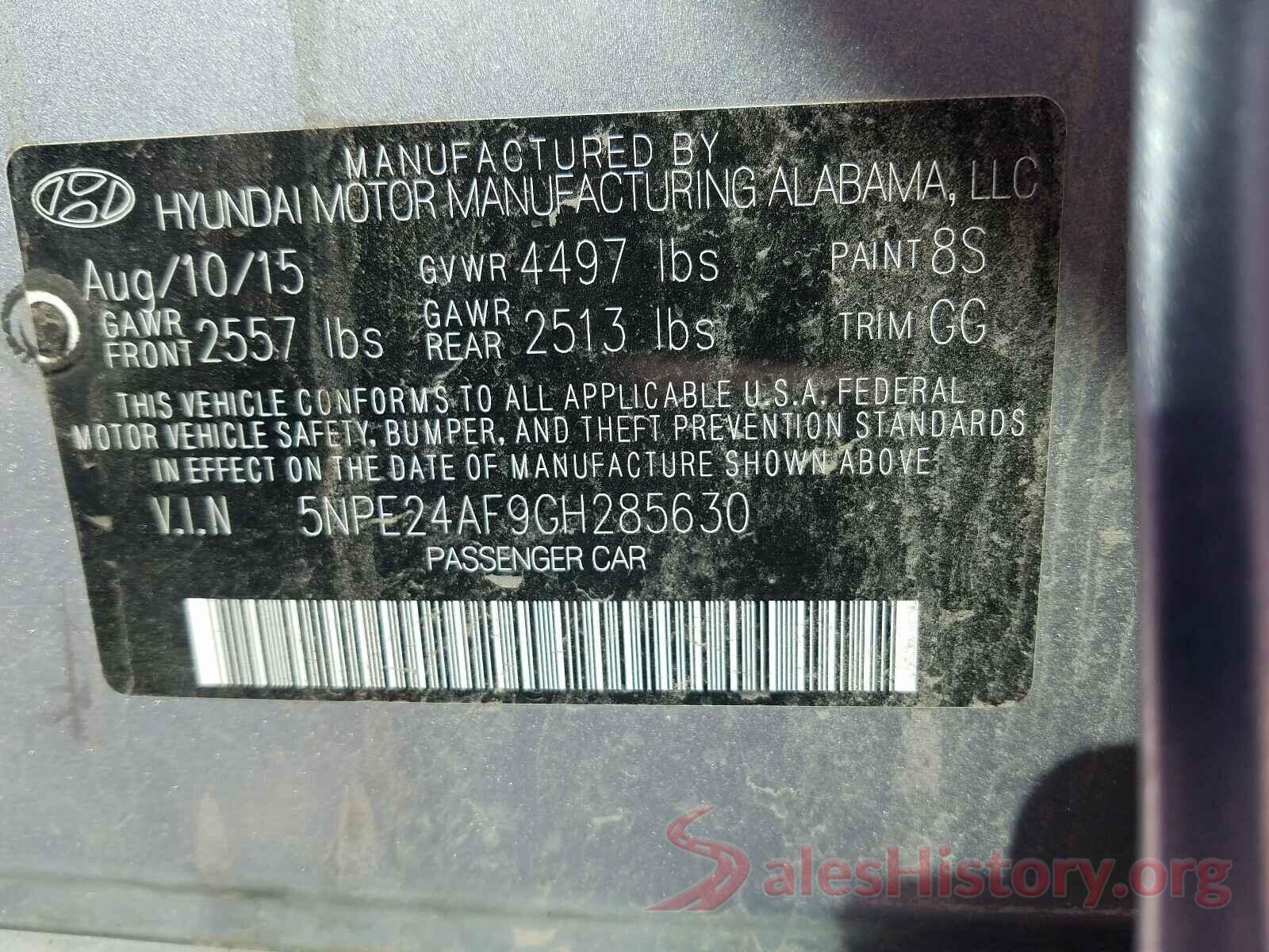 5NPE24AF9GH285630 2016 HYUNDAI SONATA