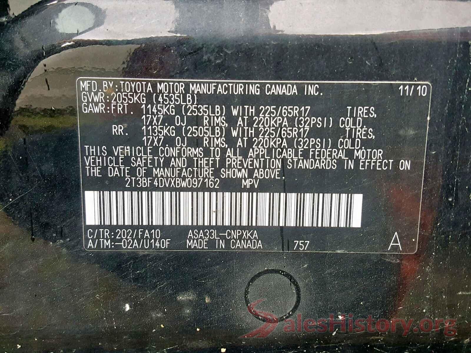 2T3BF4DVXBW097162 2011 TOYOTA RAV4