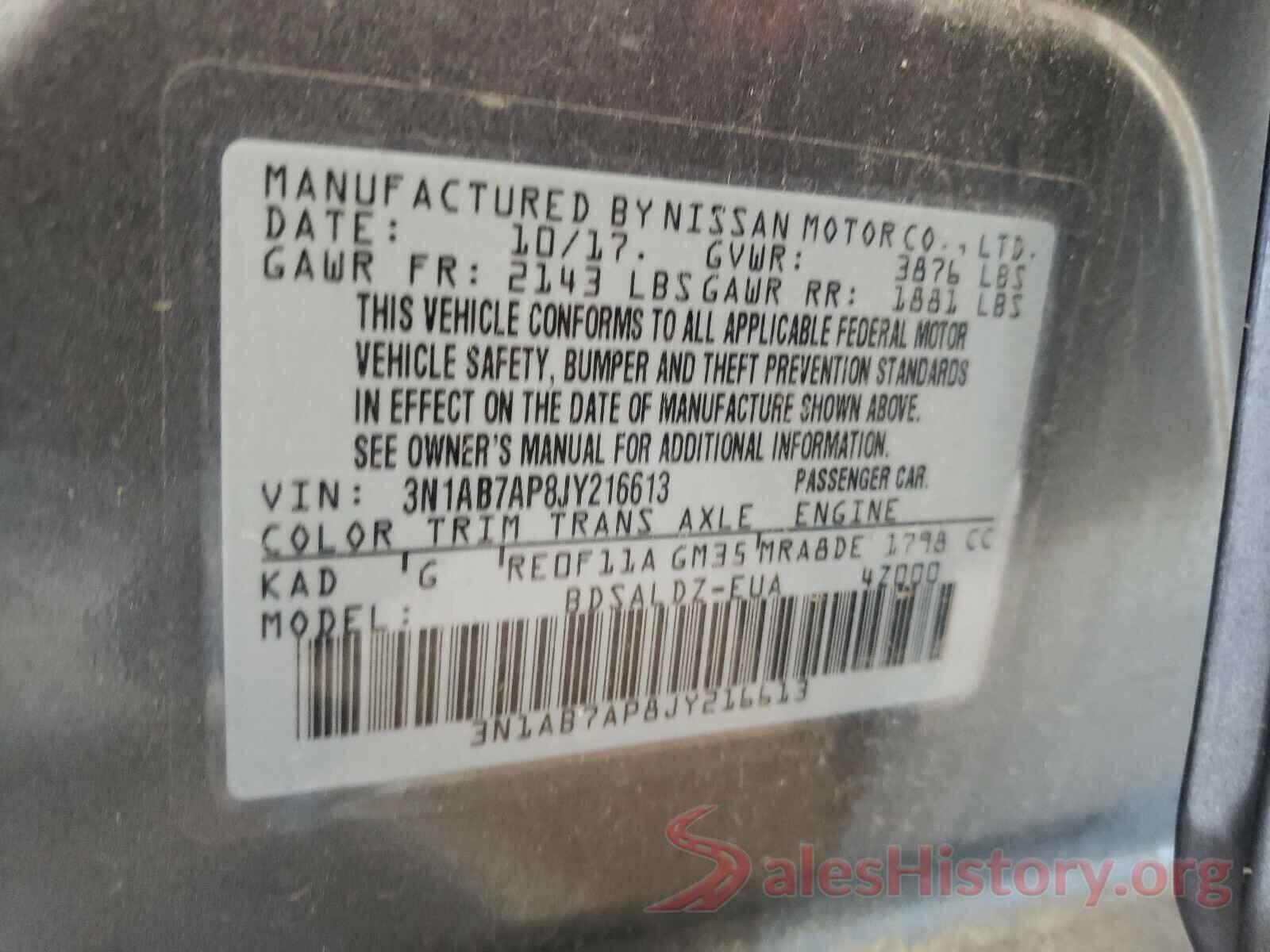 3N1AB7AP8JY216613 2018 NISSAN SENTRA