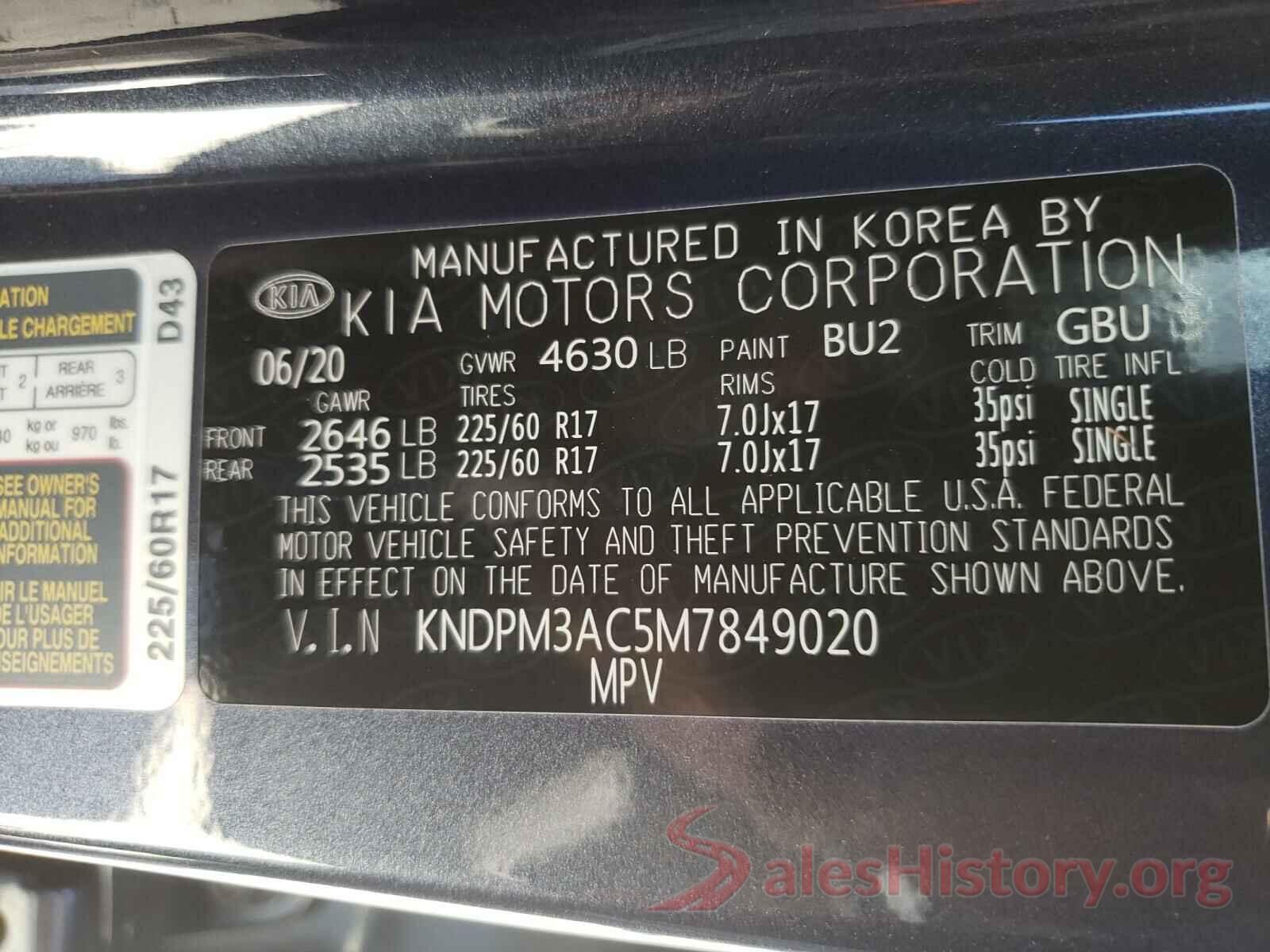 KNDPM3AC5M7849020 2021 KIA SPORTAGE