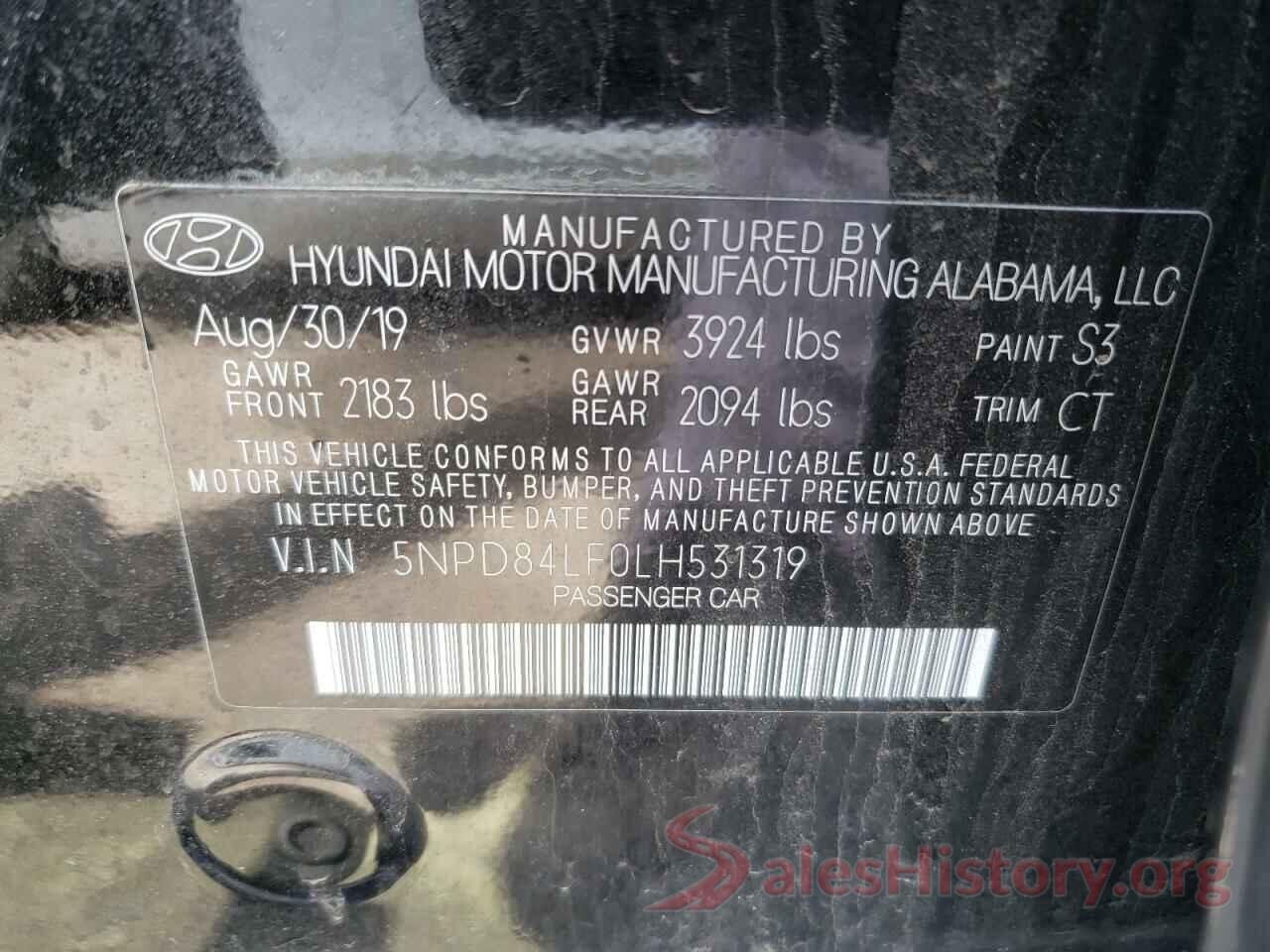 5NPD84LF0LH531319 2020 HYUNDAI ELANTRA