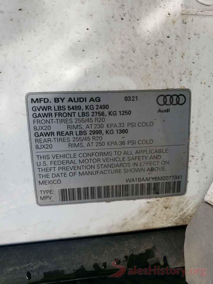 WA1BAAFY6M2077341 2021 AUDI Q5