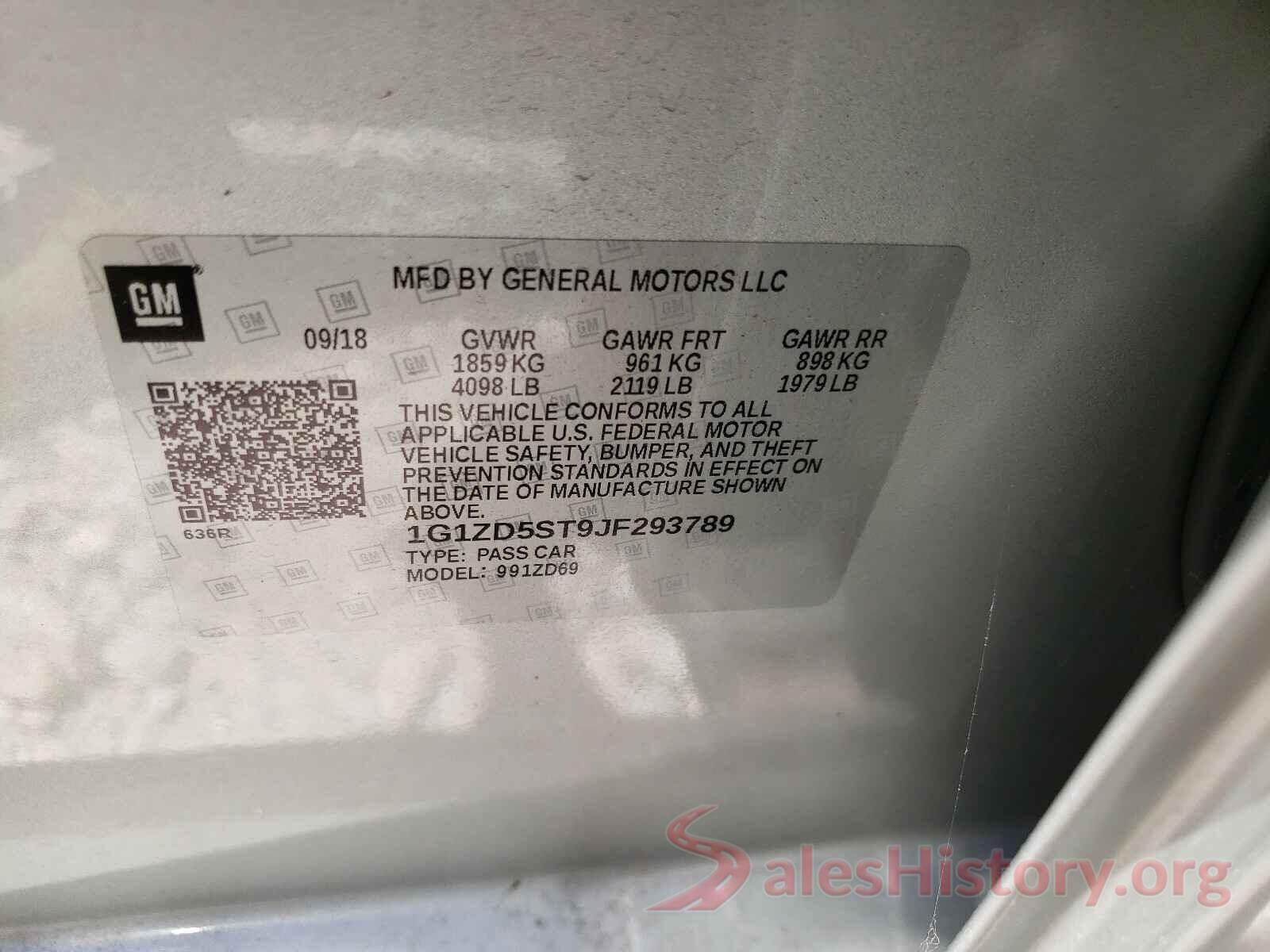 1G1ZD5ST9JF293789 2018 CHEVROLET MALIBU