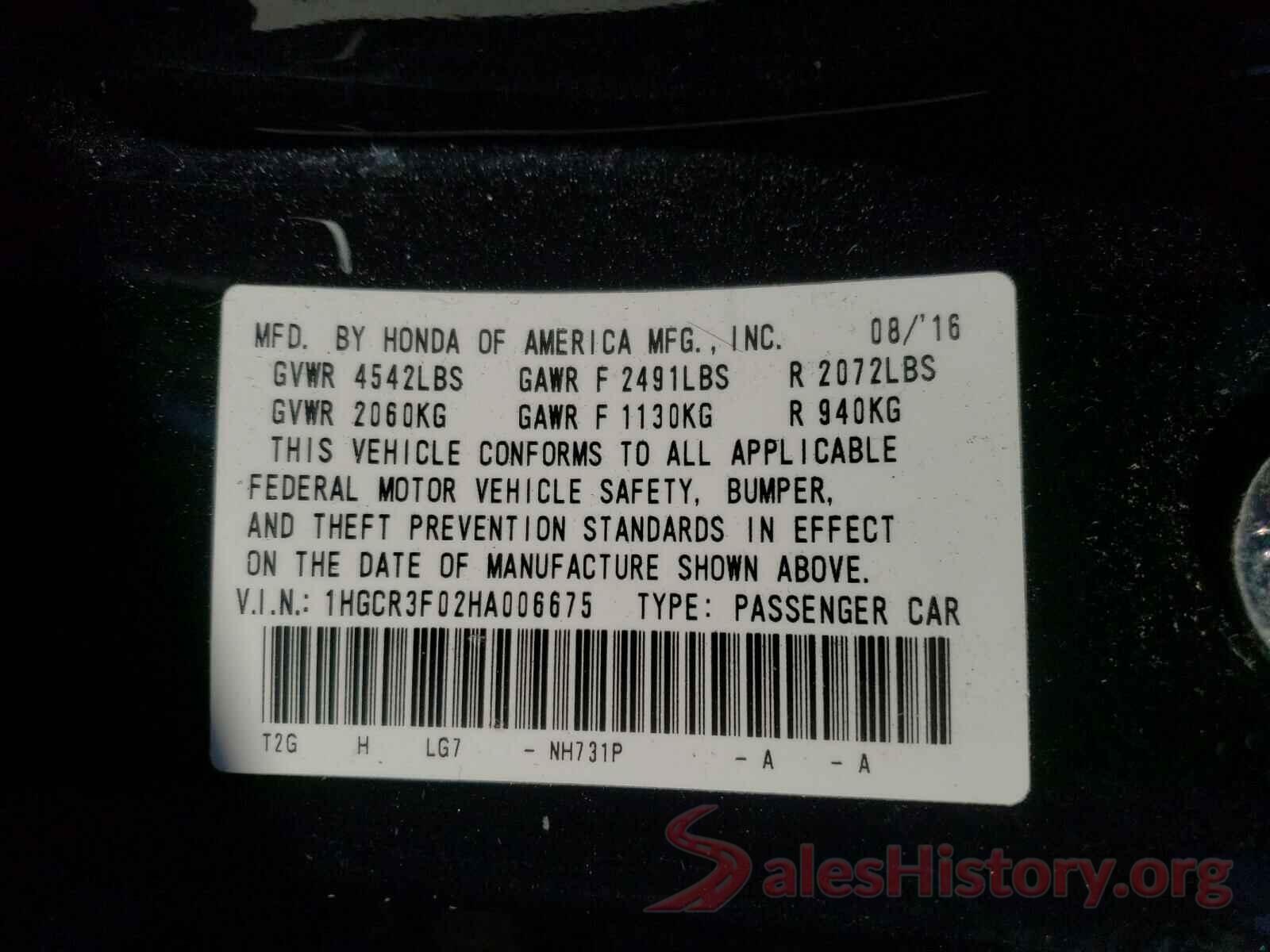 1HGCR3F02HA006675 2017 HONDA ACCORD