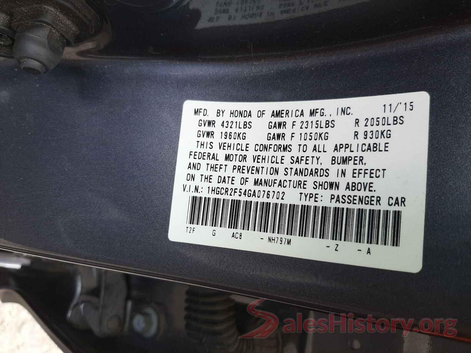 1HGCR2F54GA076702 2016 HONDA ACCORD