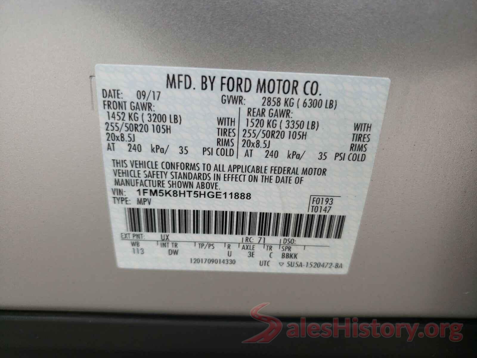 1FM5K8HT5HGE11888 2017 FORD F150