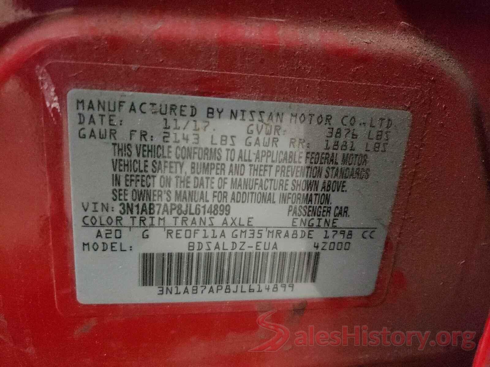 3N1AB7AP8JL614899 2018 NISSAN SENTRA