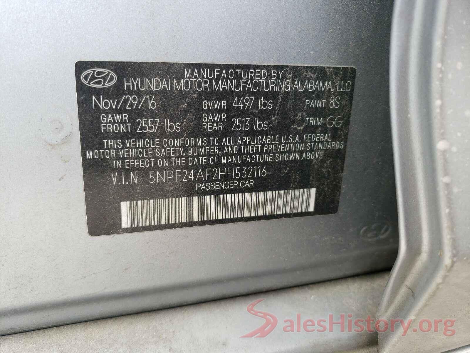 5NPE24AF2HH532116 2017 HYUNDAI SONATA