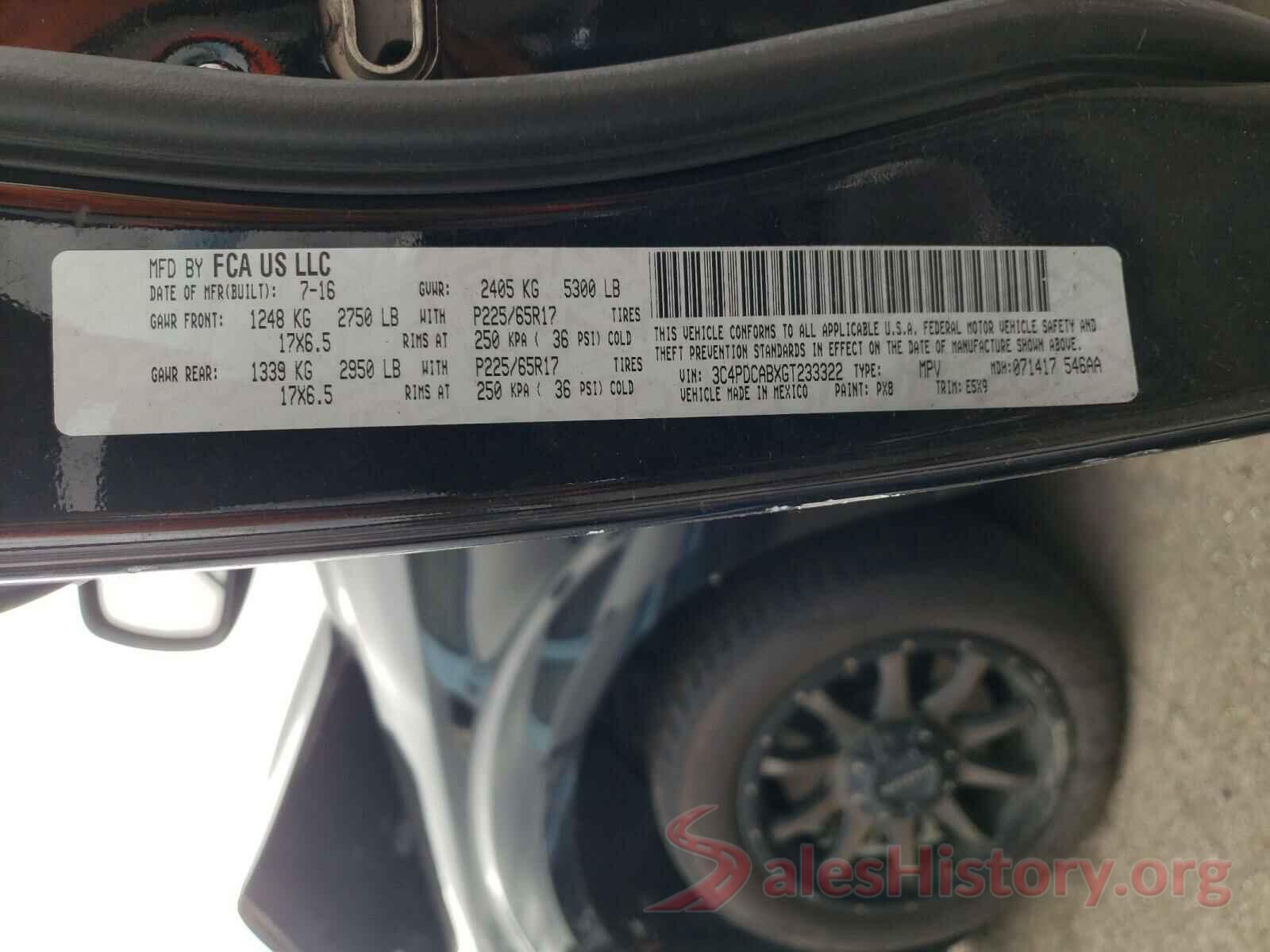 3C4PDCABXGT233322 2016 DODGE JOURNEY