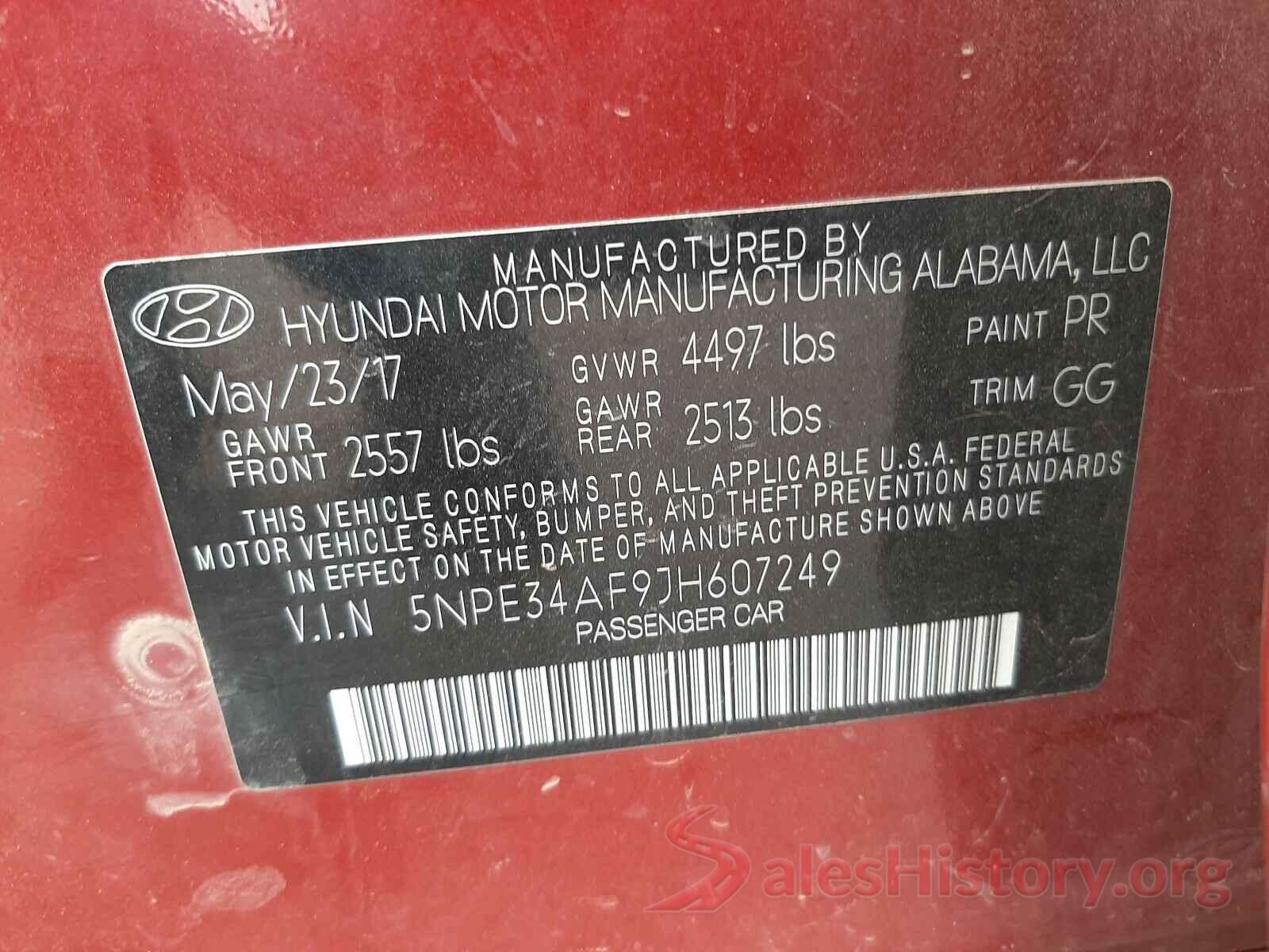 5NPE34AF9JH607249 2018 HYUNDAI SONATA