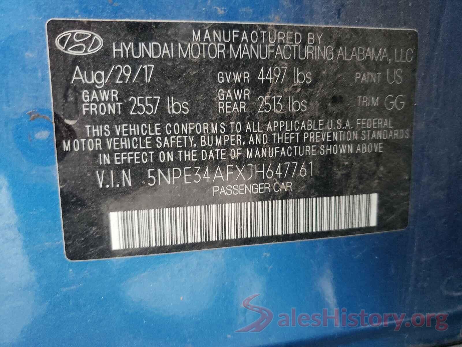 5NPE34AFXJH647761 2018 HYUNDAI SONATA