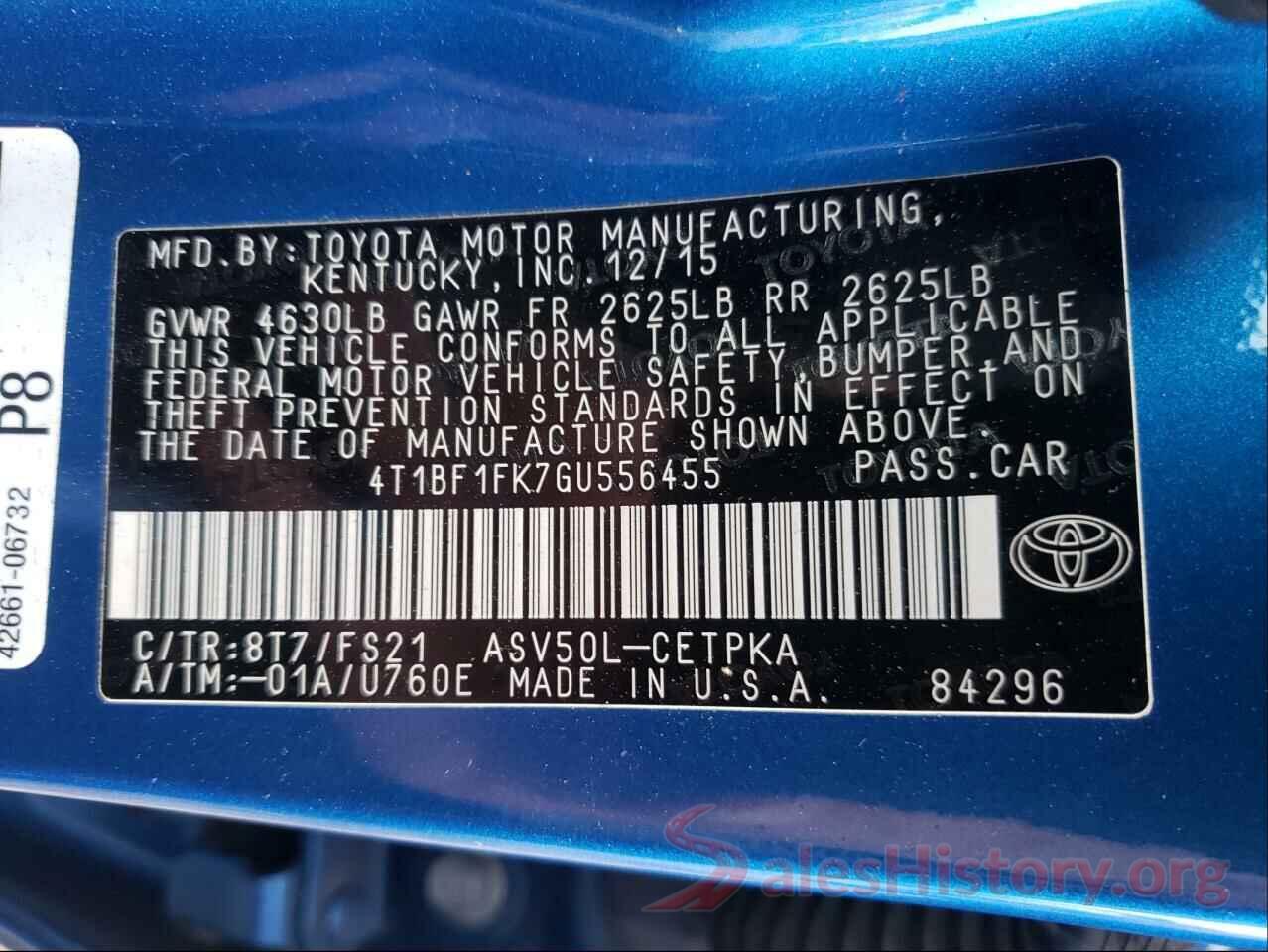 4T1BF1FK7GU556455 2016 TOYOTA CAMRY