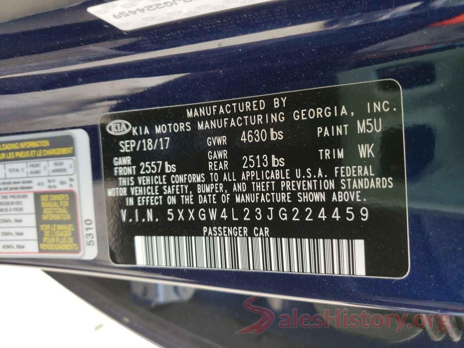 5XXGW4L23JG224459 2018 KIA OPTIMA