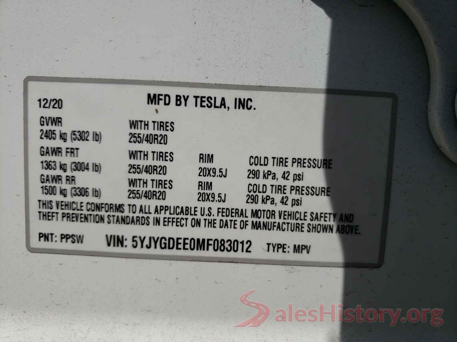 5YJYGDEE0MF083012 2021 TESLA MODEL Y