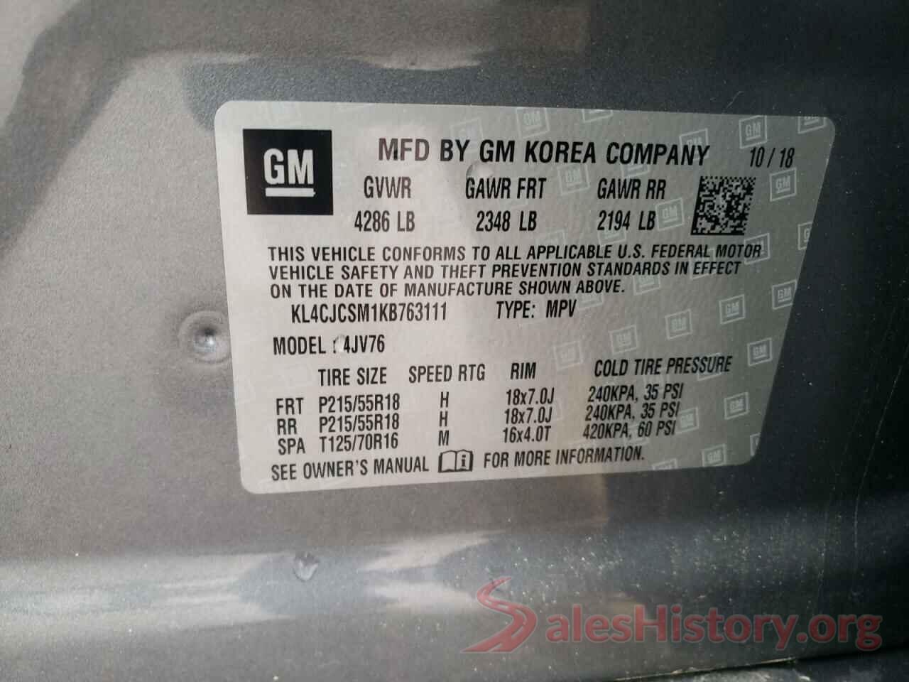 KL4CJCSM1KB763111 2019 BUICK ENCORE