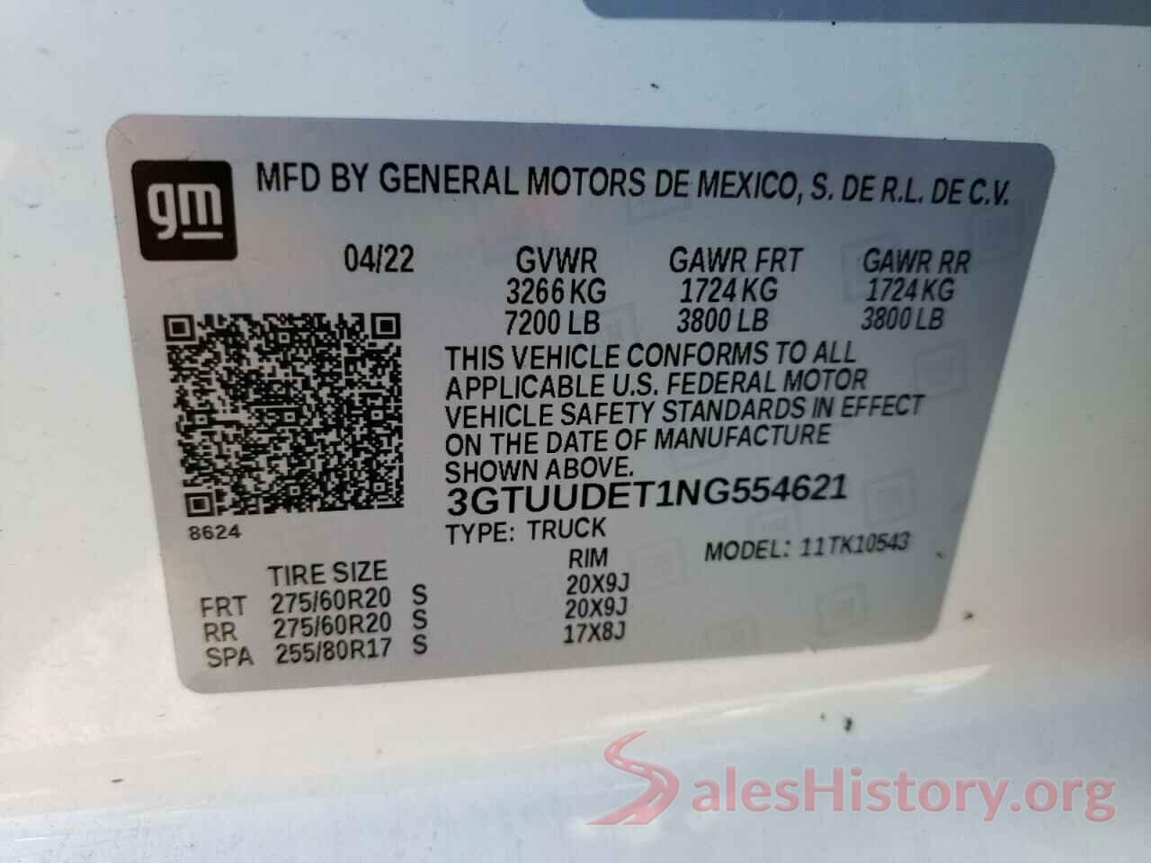 3GTUUDET1NG554621 2022 GMC SIERRA