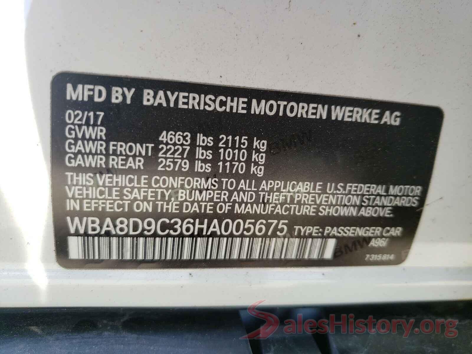 WBA8D9C36HA005675 2017 BMW 3 SERIES