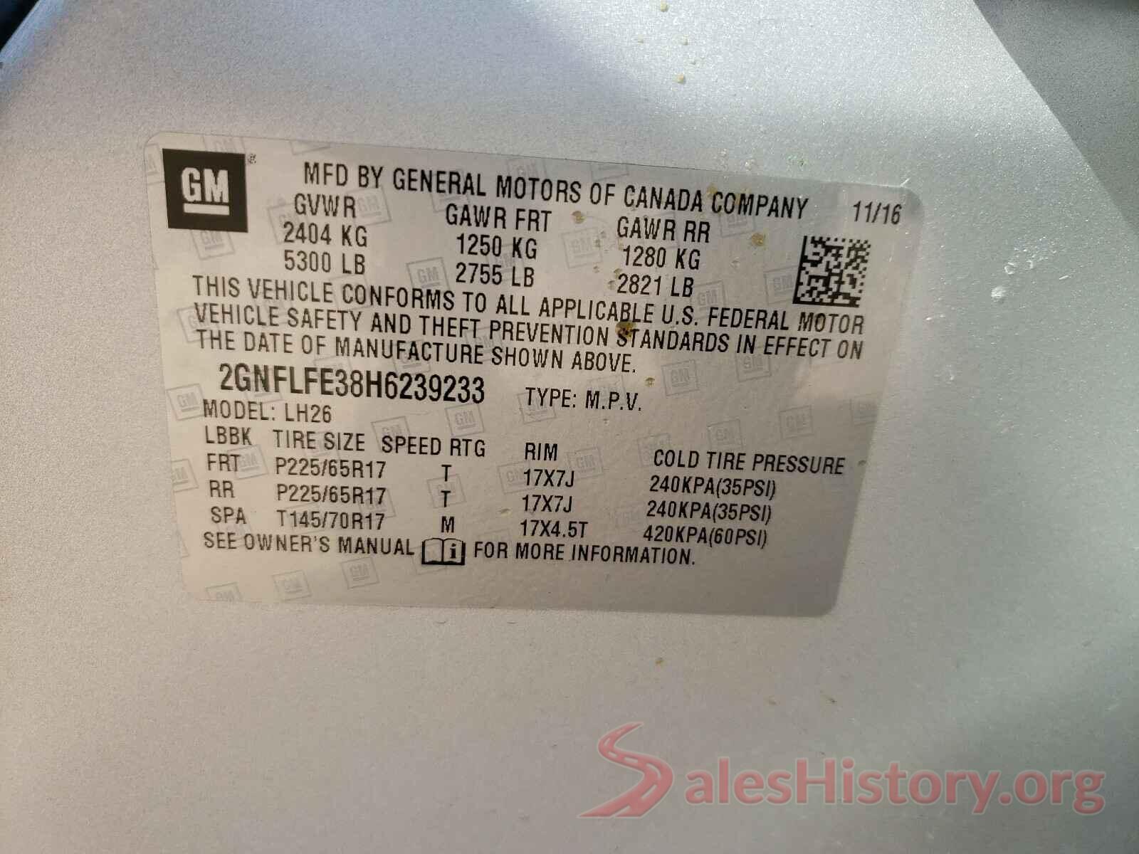 2GNFLFE38H6239233 2017 CHEVROLET EQUINOX