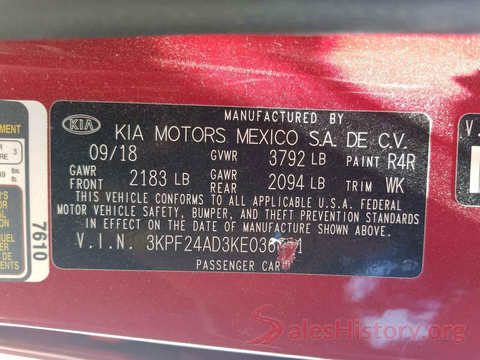 3KPF24AD3KE036661 2019 KIA FORTE