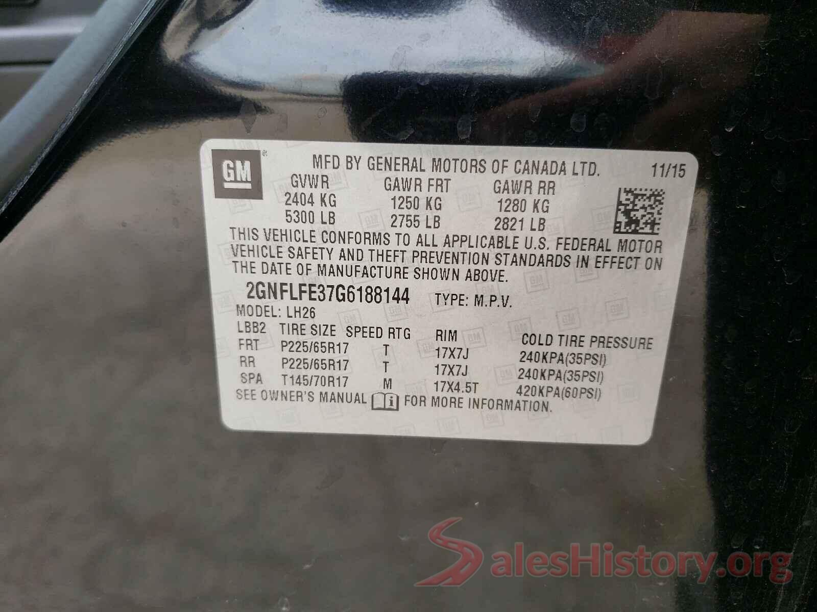 2GNFLFE37G6188144 2016 CHEVROLET EQUINOX