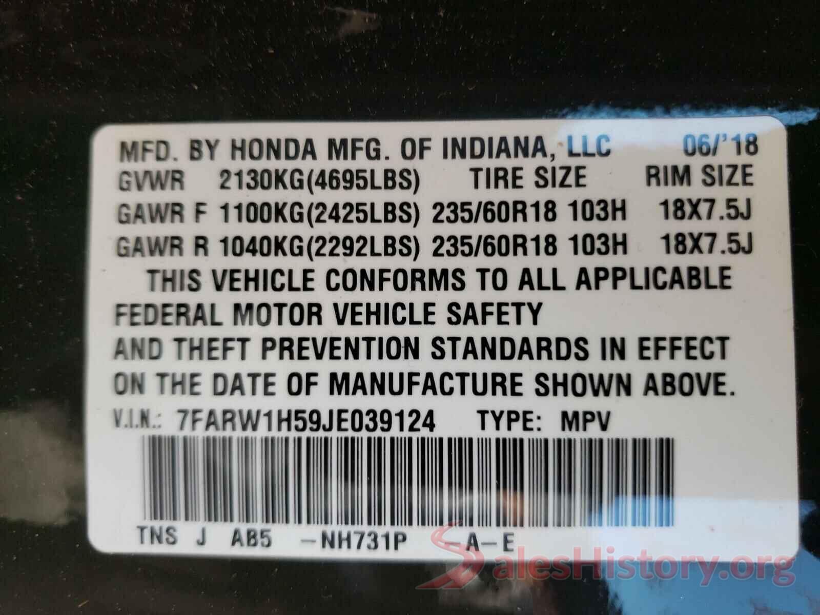 7FARW1H59JE039124 2018 HONDA CRV