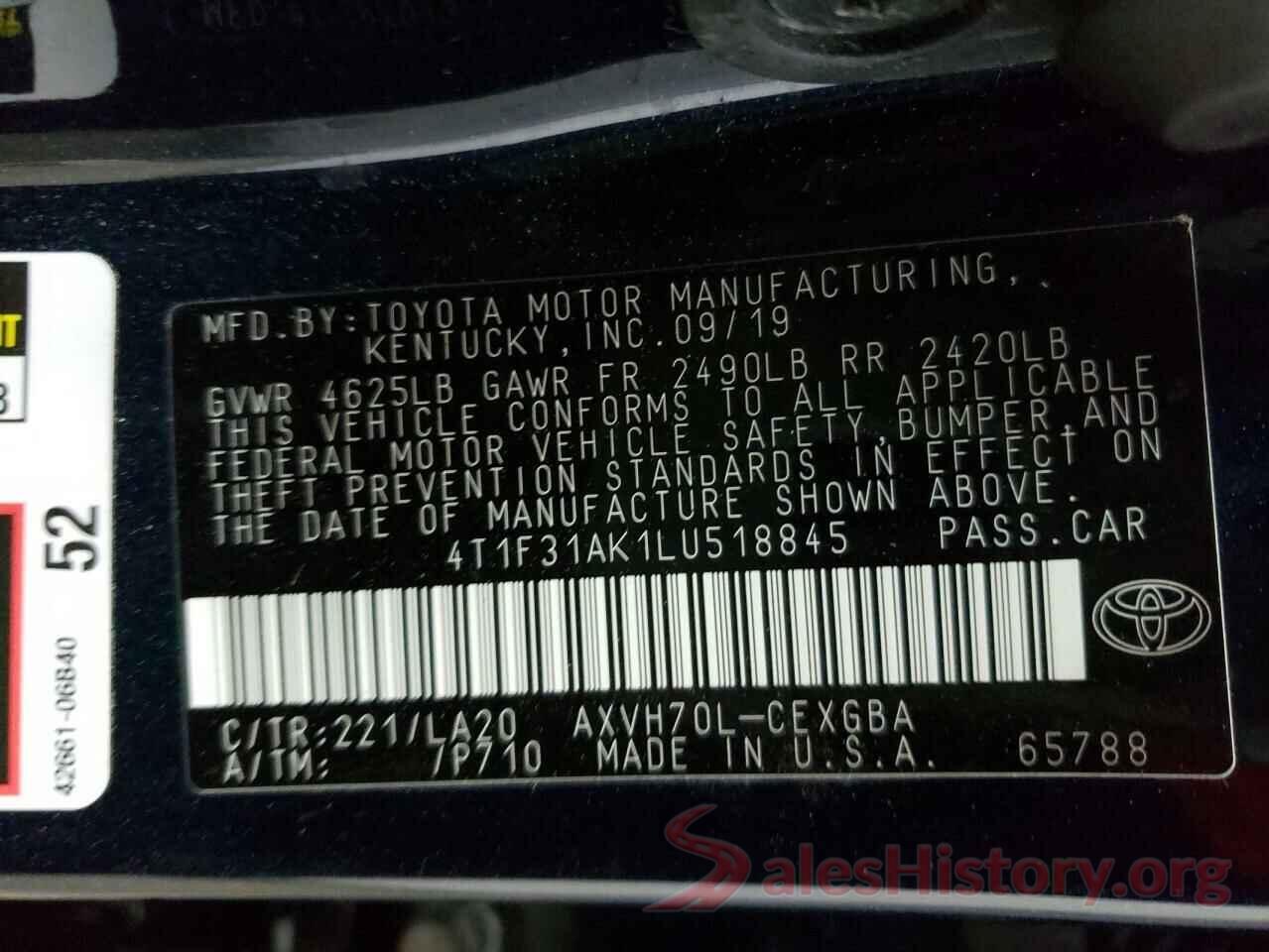 4T1F31AK1LU518845 2020 TOYOTA CAMRY