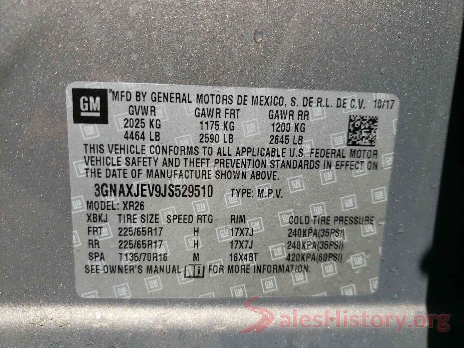 3GNAXJEV9JS529510 2018 CHEVROLET EQUINOX