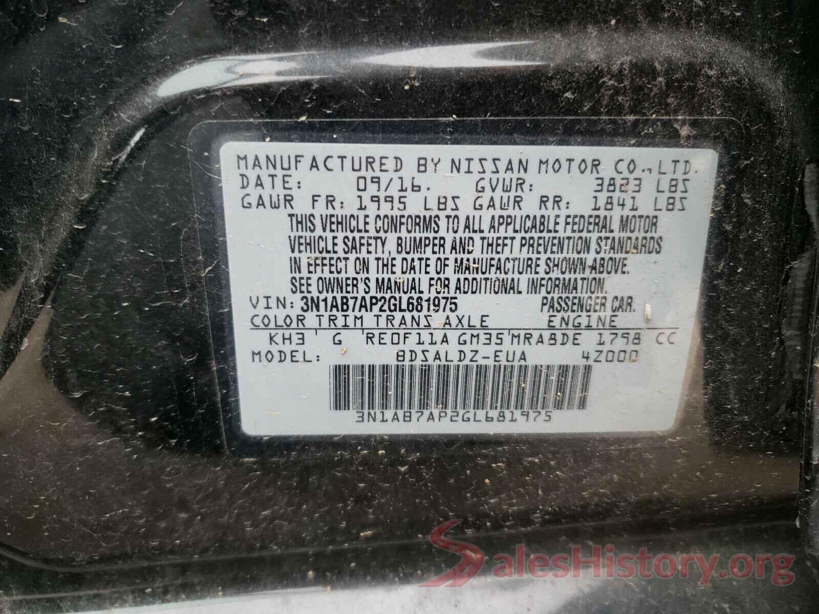 3N1AB7AP2GL681975 2016 NISSAN SENTRA