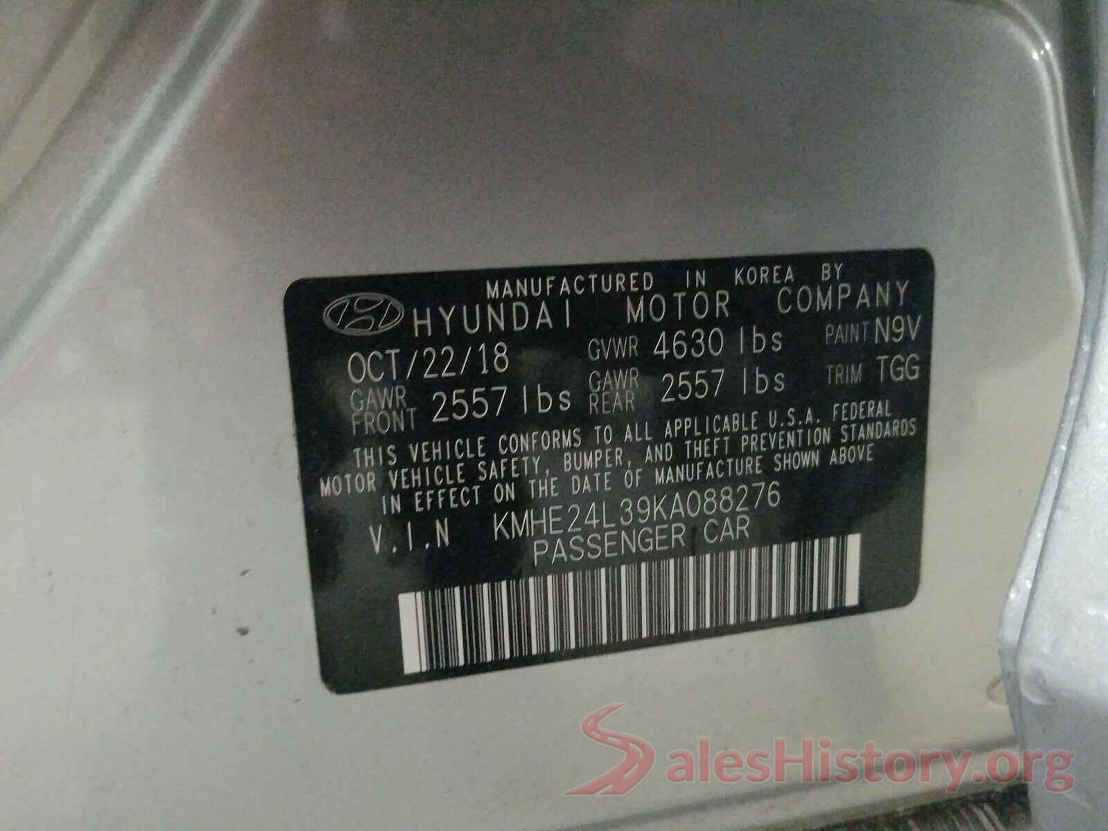 KMHE24L39KA088276 2019 HYUNDAI SONATA