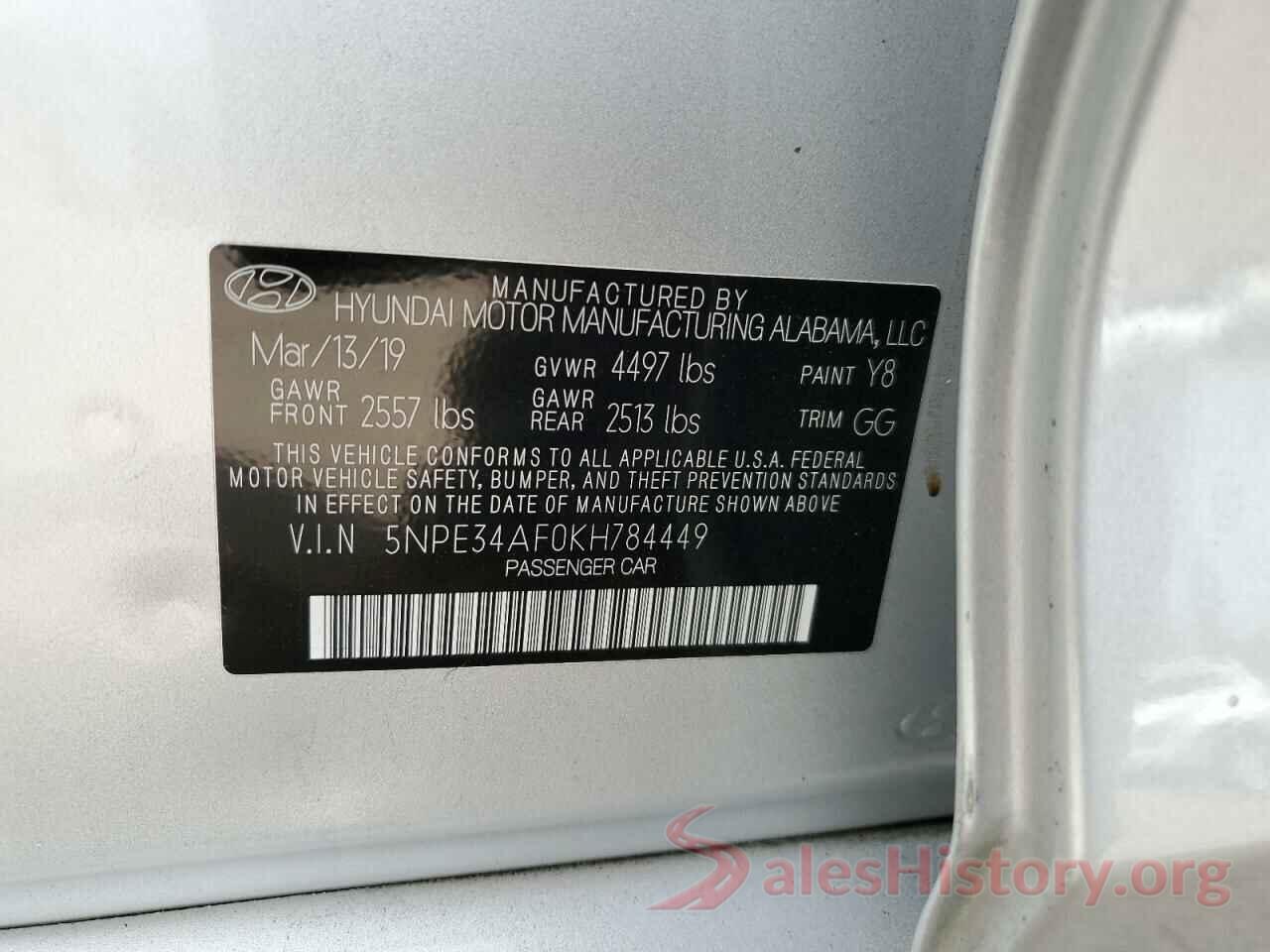 5NPE34AF0KH784449 2019 HYUNDAI SONATA