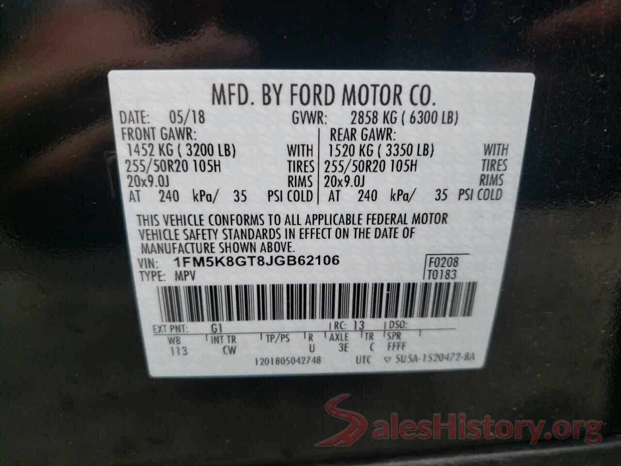 1FM5K8GT8JGB62106 2018 FORD EXPLORER