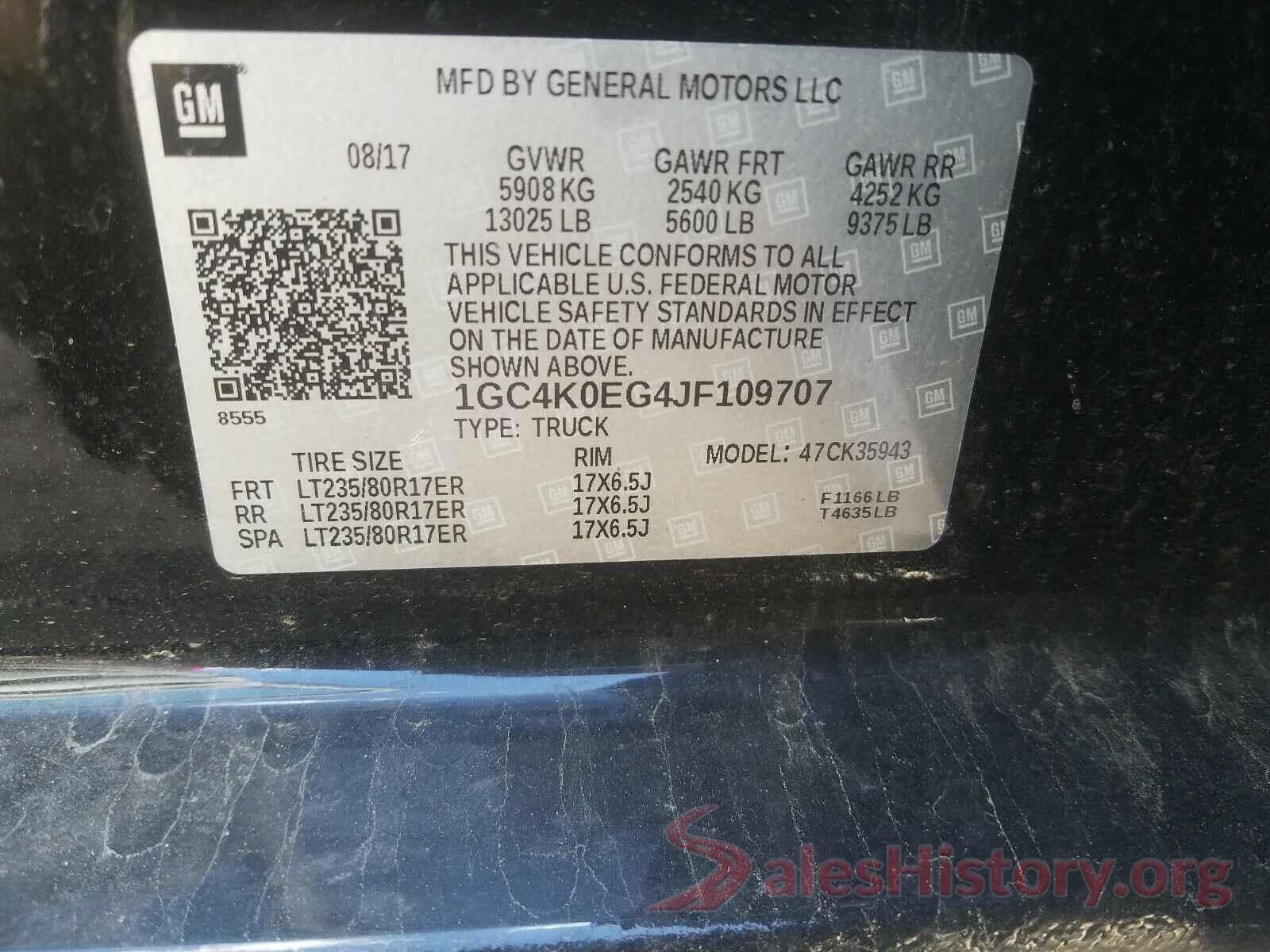 1GC4K0EG4JF109707 2018 CHEVROLET SILVERADO