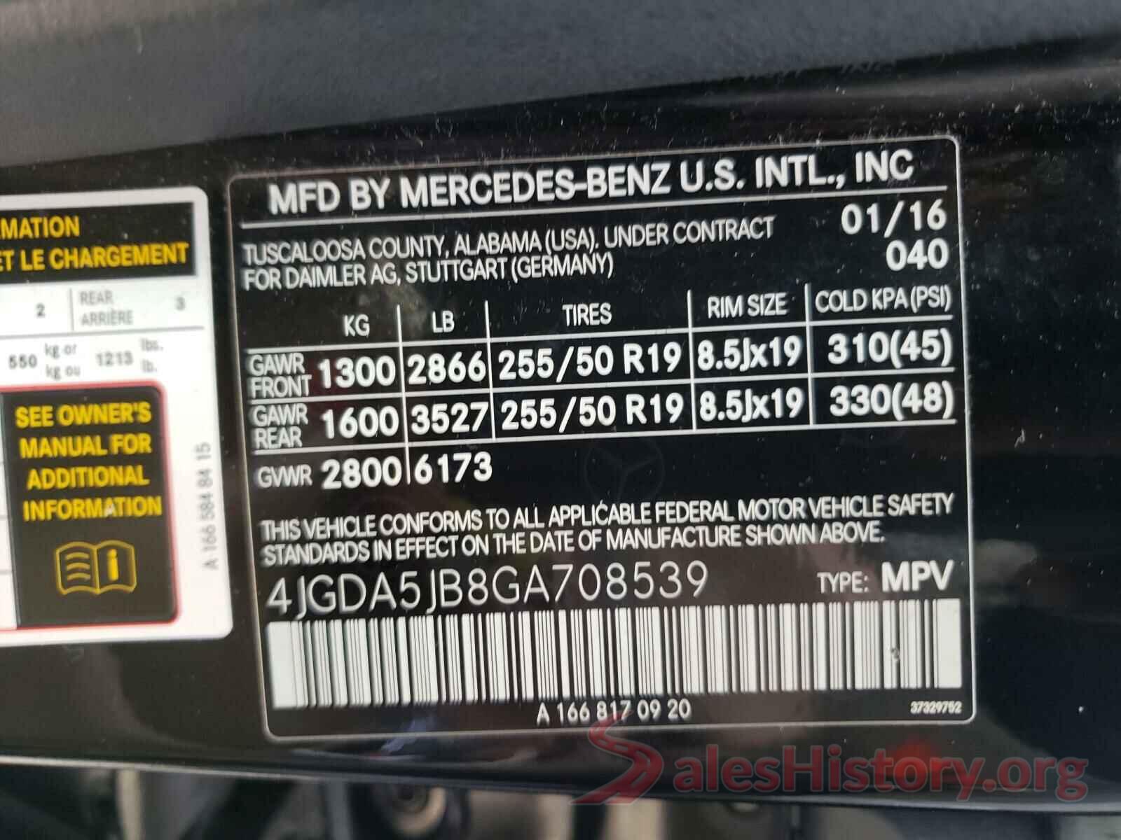 4JGDA5JB8GA708539 2016 MERCEDES-BENZ G CLASS